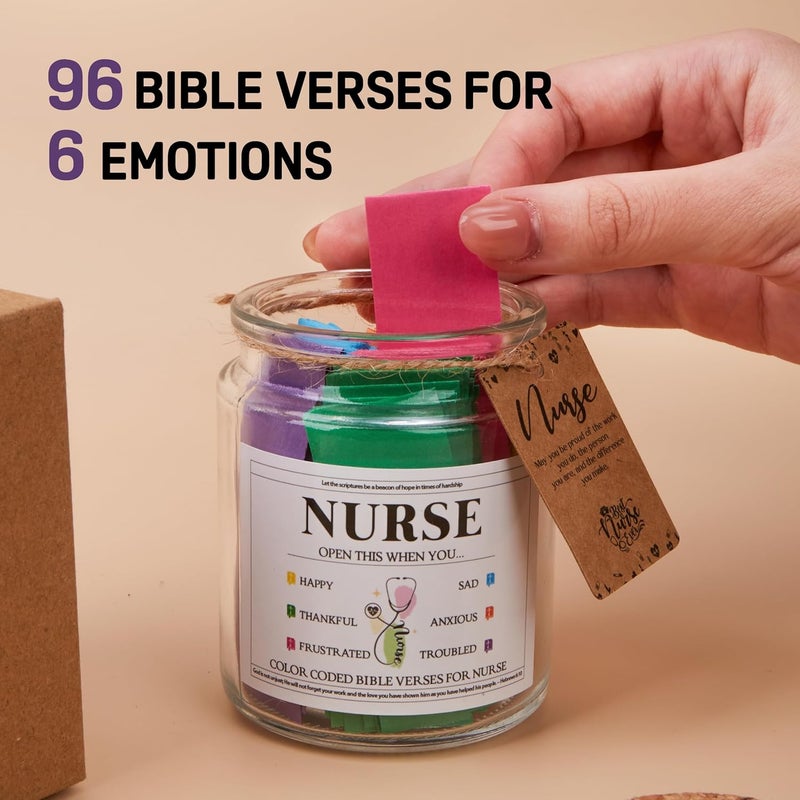 DOSINY Nurse Gifts for Women, Nurse Week Gifts, Birthday, Christmas, Mothers Day Gift For LPN RN, Practitioner, Graduation, Appreciation Gift Idea, Nursing Decorative Glass Scripture Jar with 96 Bible Verses - Image 4